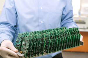 PCB assemblies manufactured by a contract electronics manufacturer for customer production requirements